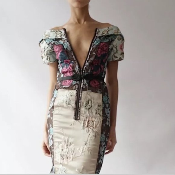 Pieced Brocade Dress Beguile Byron Lars Sz 4 - NWOT - Picture 8 of 13